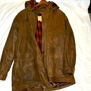 Mens Leather thermal insulated Winter Coat